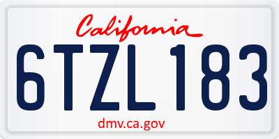 CA license plate 6TZL183