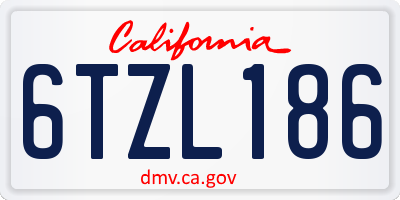 CA license plate 6TZL186
