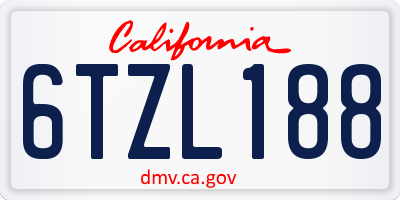 CA license plate 6TZL188