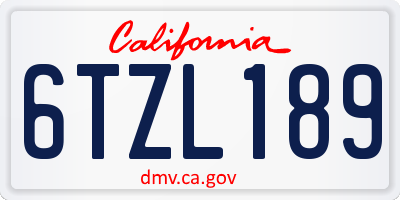 CA license plate 6TZL189