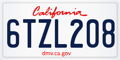 CA license plate 6TZL208