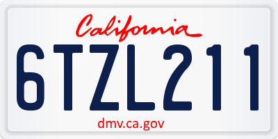 CA license plate 6TZL211