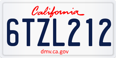 CA license plate 6TZL212