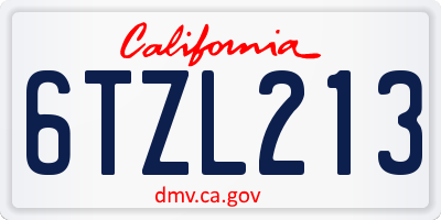 CA license plate 6TZL213