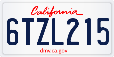 CA license plate 6TZL215