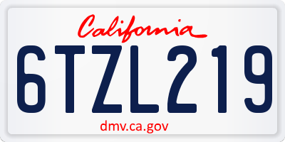 CA license plate 6TZL219