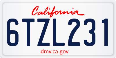 CA license plate 6TZL231