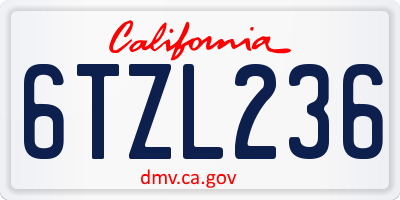 CA license plate 6TZL236