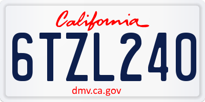 CA license plate 6TZL240