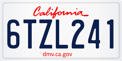 CA license plate 6TZL241