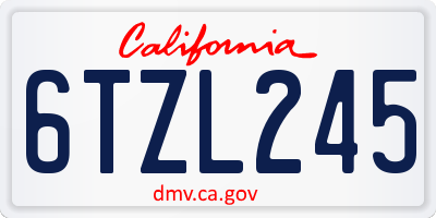 CA license plate 6TZL245
