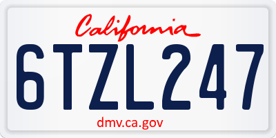 CA license plate 6TZL247