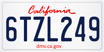 CA license plate 6TZL249