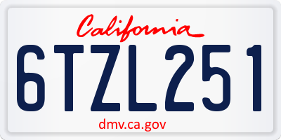 CA license plate 6TZL251