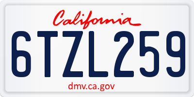 CA license plate 6TZL259