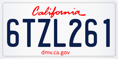 CA license plate 6TZL261