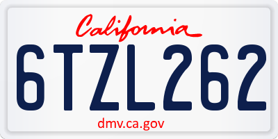 CA license plate 6TZL262