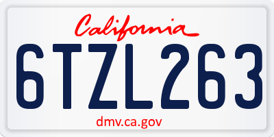 CA license plate 6TZL263