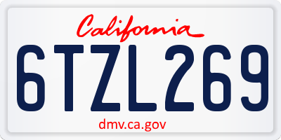 CA license plate 6TZL269