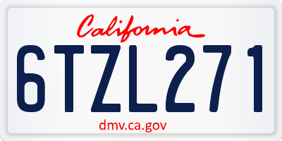 CA license plate 6TZL271