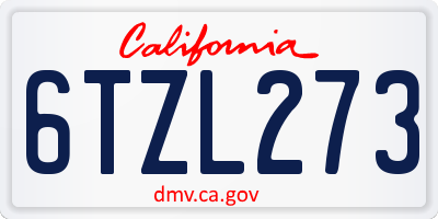 CA license plate 6TZL273