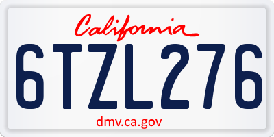 CA license plate 6TZL276
