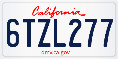 CA license plate 6TZL277