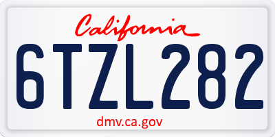 CA license plate 6TZL282