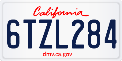 CA license plate 6TZL284