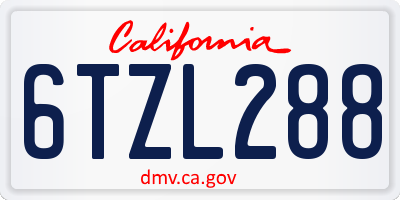 CA license plate 6TZL288