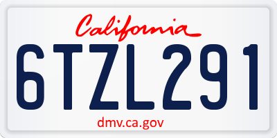 CA license plate 6TZL291