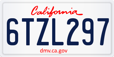 CA license plate 6TZL297