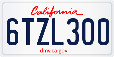 CA license plate 6TZL300