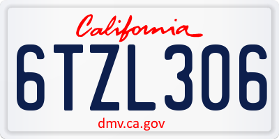 CA license plate 6TZL306