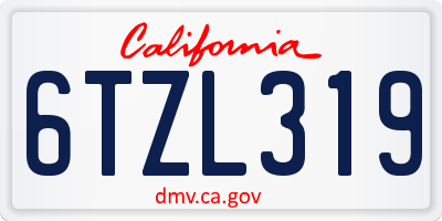 CA license plate 6TZL319