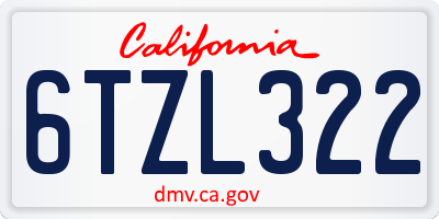 CA license plate 6TZL322