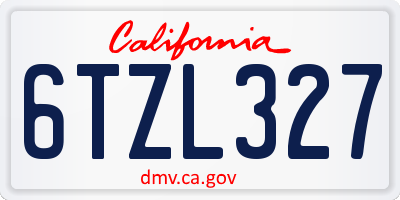 CA license plate 6TZL327