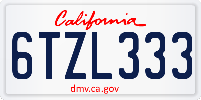 CA license plate 6TZL333