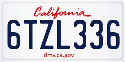 CA license plate 6TZL336