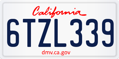 CA license plate 6TZL339