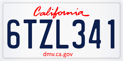 CA license plate 6TZL341
