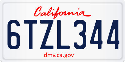 CA license plate 6TZL344