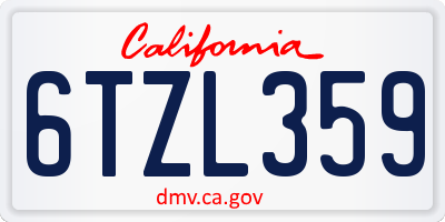 CA license plate 6TZL359