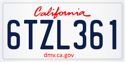 CA license plate 6TZL361