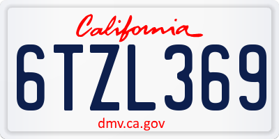 CA license plate 6TZL369