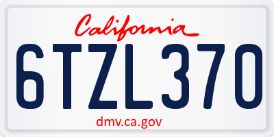 CA license plate 6TZL370