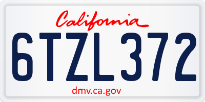 CA license plate 6TZL372