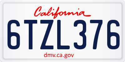 CA license plate 6TZL376