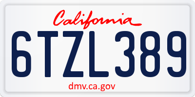 CA license plate 6TZL389