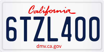 CA license plate 6TZL400